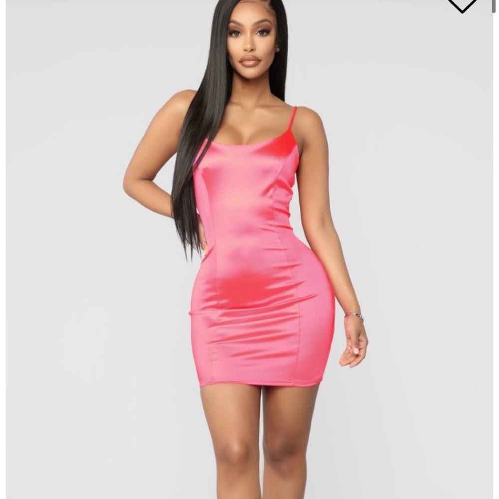 💖Silk neon pink mini dress